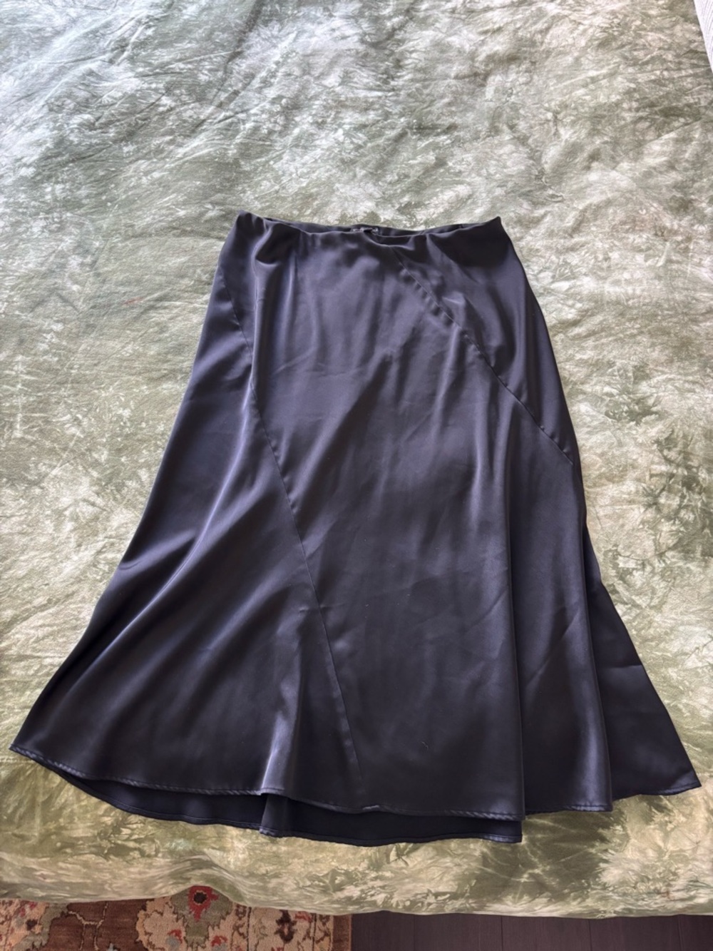 Banana Republic Black Satin A-Line Midi Skirt